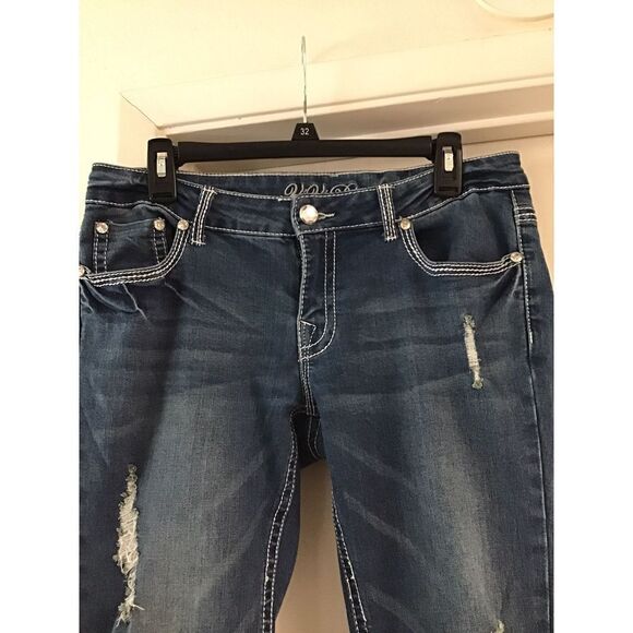 Super Nice Vivi Diva Dark Demim Rhinestone Accent Jeans Sz Junior 11 - Picture 4 of 4